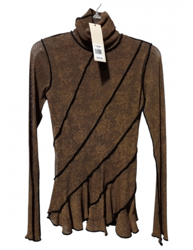 Blouse Long Sleeve By Clothes Mentor In Gold Black, Size: S l'achat 