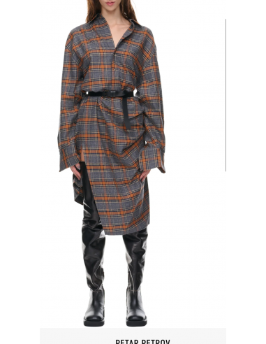 Dress Luxury Designer By Peter Petrov In Plaid Pattern, Size: S Paris Déstockage Promo