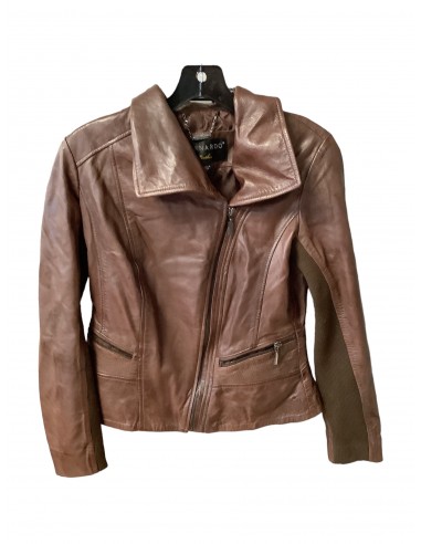 Jacket Moto Leather By Bernardo In Brown, Size: Petite   S Profitez des Offres !