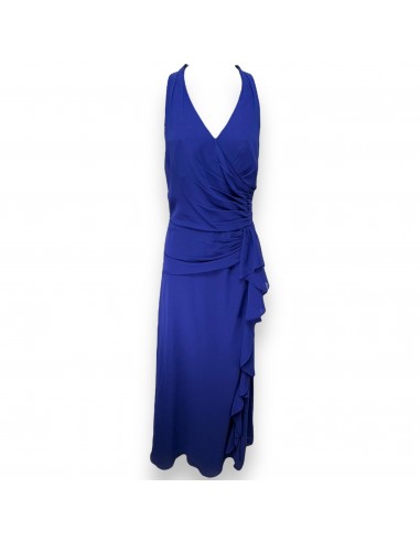 Ruffled Surplice Gown By Lauren By Ralph Lauren Evening In Blue, Size: 10 brillant des détails fins