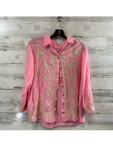 Blouse Long Sleeve By Johnny Was In Pink, Size: M français